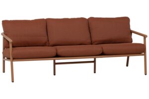 WOOOD Terakotově oranžov&aacute; kovov&aacute; trojm&iacute;stn&aacute; zahradn&iacute; pohovka Cavero s pol&scaron;t&aacute;ři 192 cm