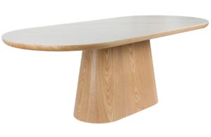 White Label Dubov&yacute; j&iacute;deln&iacute; stůl ALMIRA 200 x 90 cm s mramorov&yacute;m dekorem