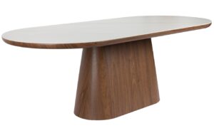 White Label Ořechov&yacute; j&iacute;deln&iacute; stůl ALMIRA 200 x 90 cm s mramorov&yacute;m dekorem