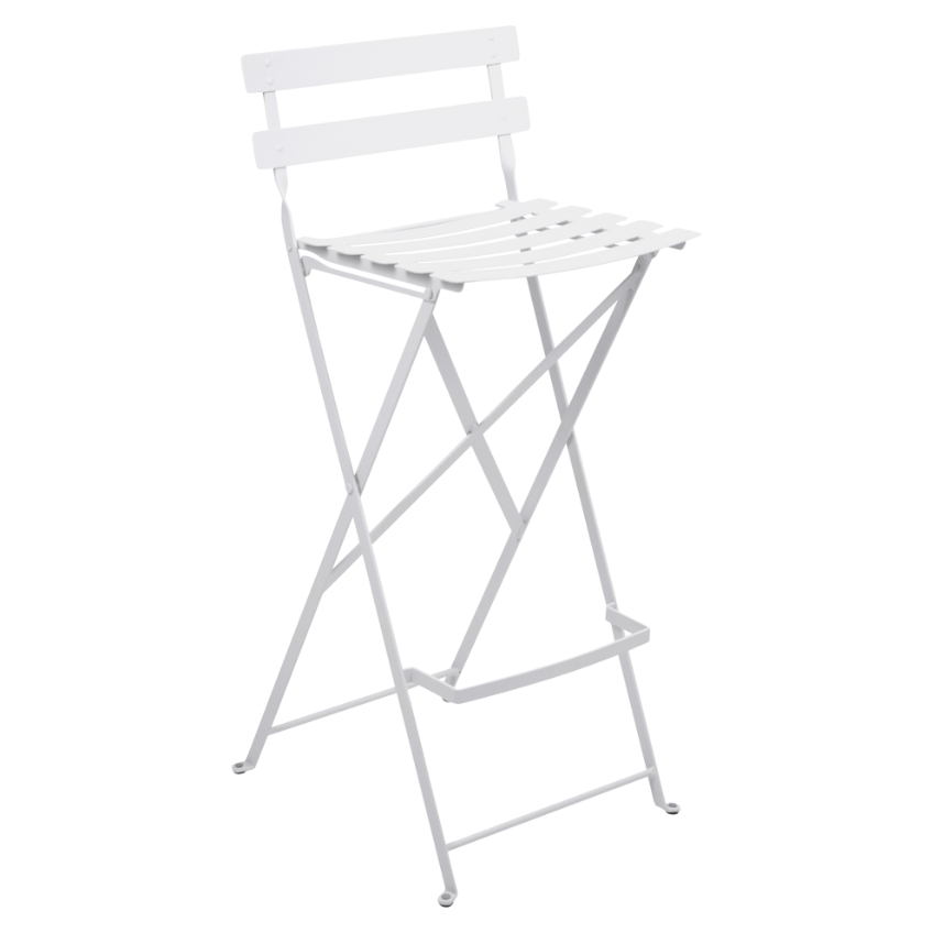 Bílá kovová skládací barová židle Fermob Bistro 74 cm