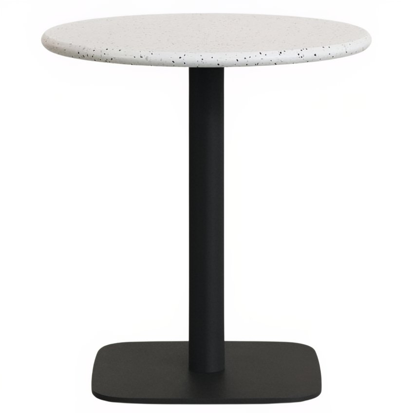 Bílý terrazzo zahradní stůl Kave Home Saura 70 cm s černou podnoží