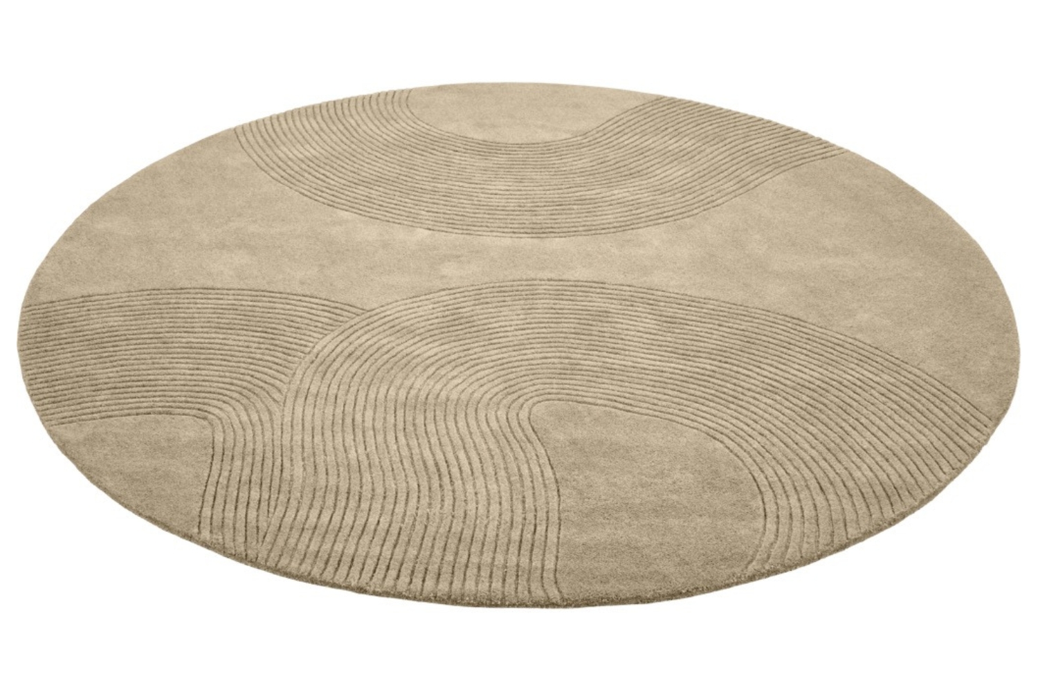 Bolia Béžový vlněný kulatý koberec Zen 200 cm