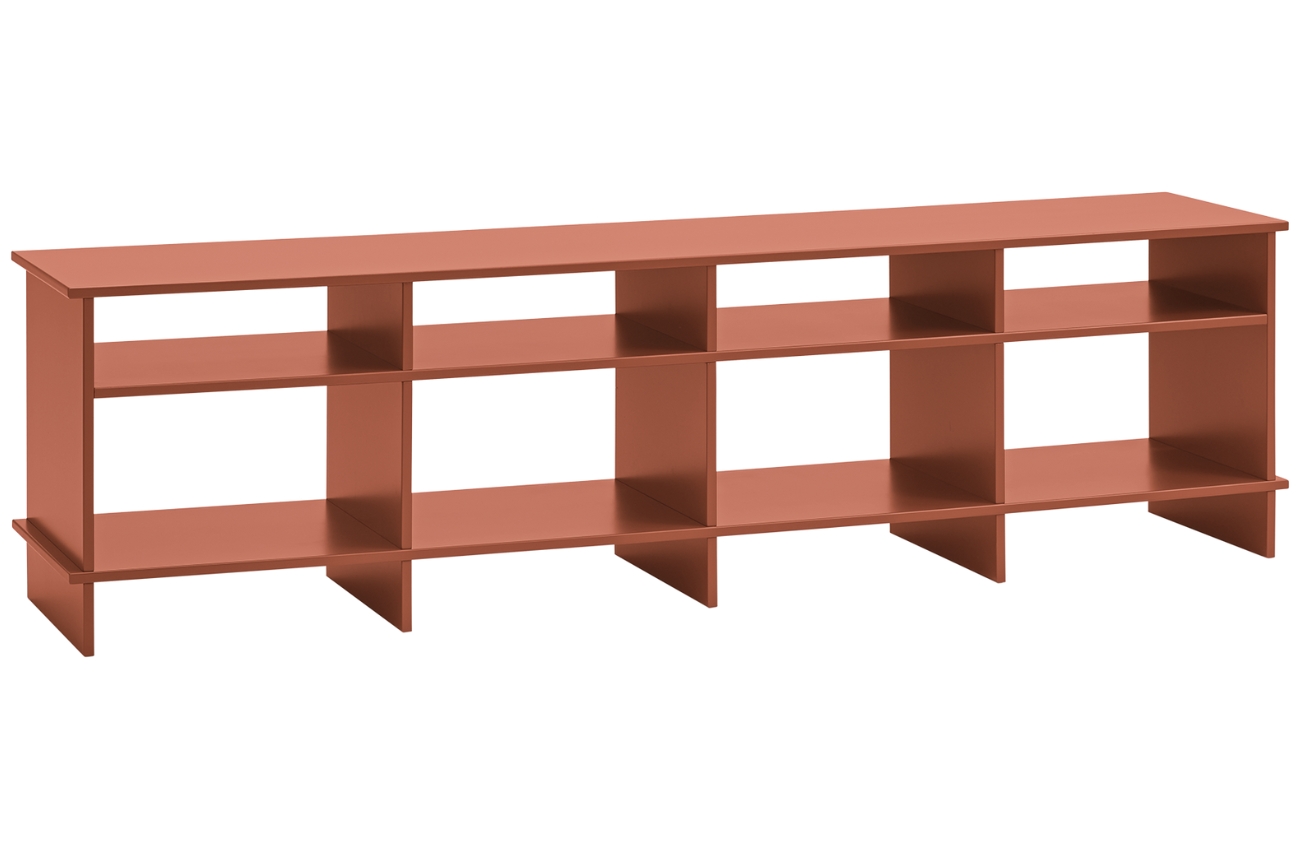 Cihlově červený lakovaný TV stolek Teulat Inari 180 x 40 cm