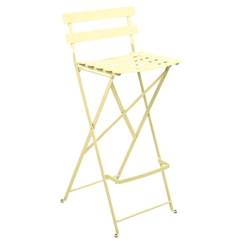 Citronově žlutá kovová skládací barová židle Fermob Bistro 74 cm