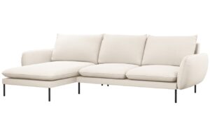 Cosmopolitan Design Béžová bouclé rohová pohovka Vienna 255 cm