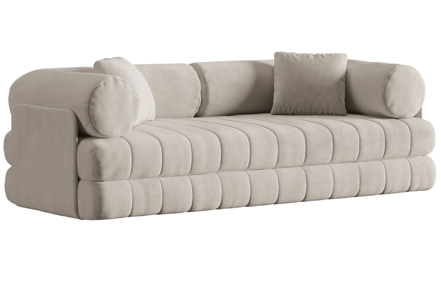 Cosmopolitan Design Béžová sametová rozkládací pohovka Kemi 206 cm