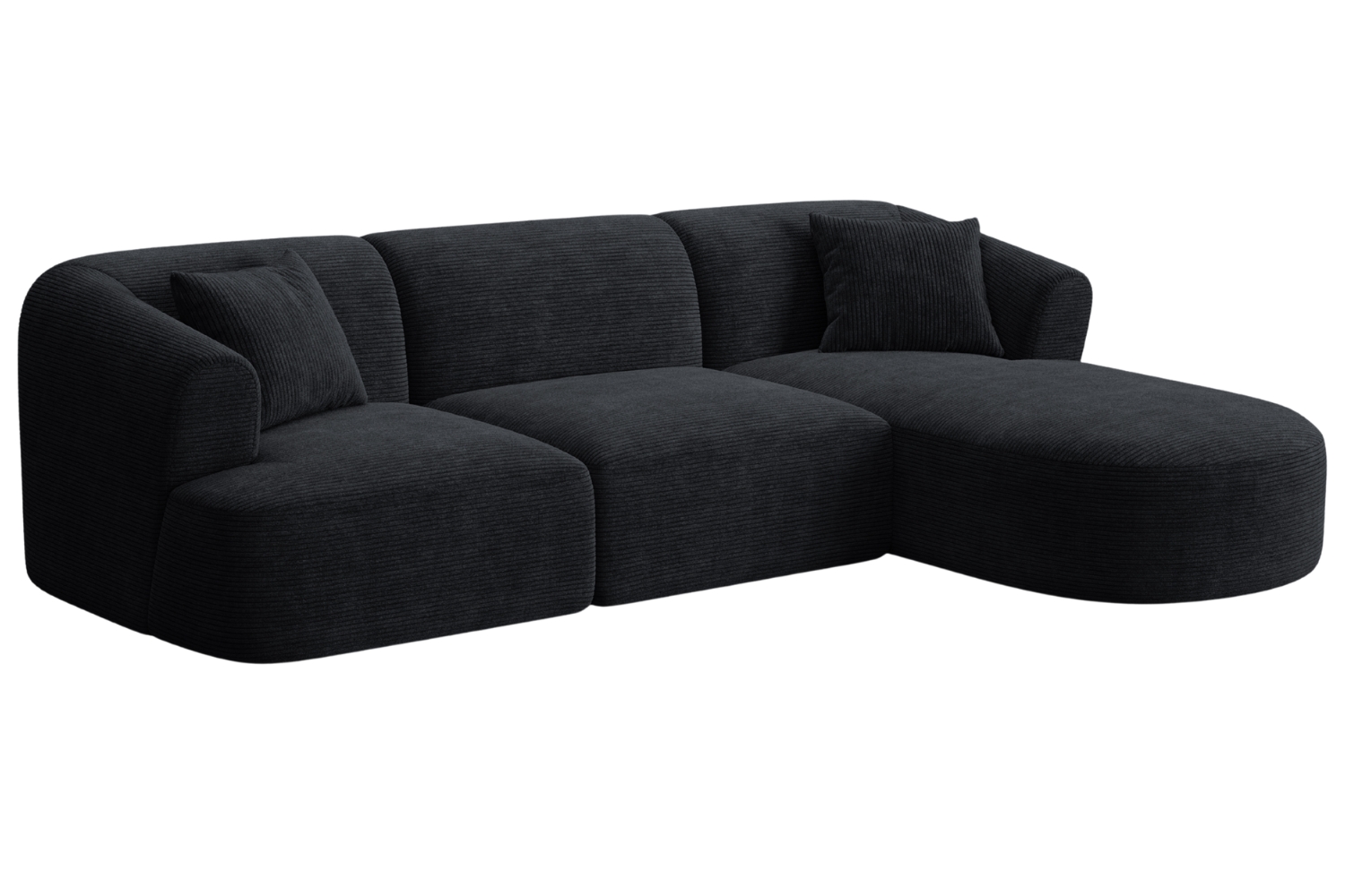 Cosmopolitan Design Černá manšestrová rohová pohovka Campi 256 cm