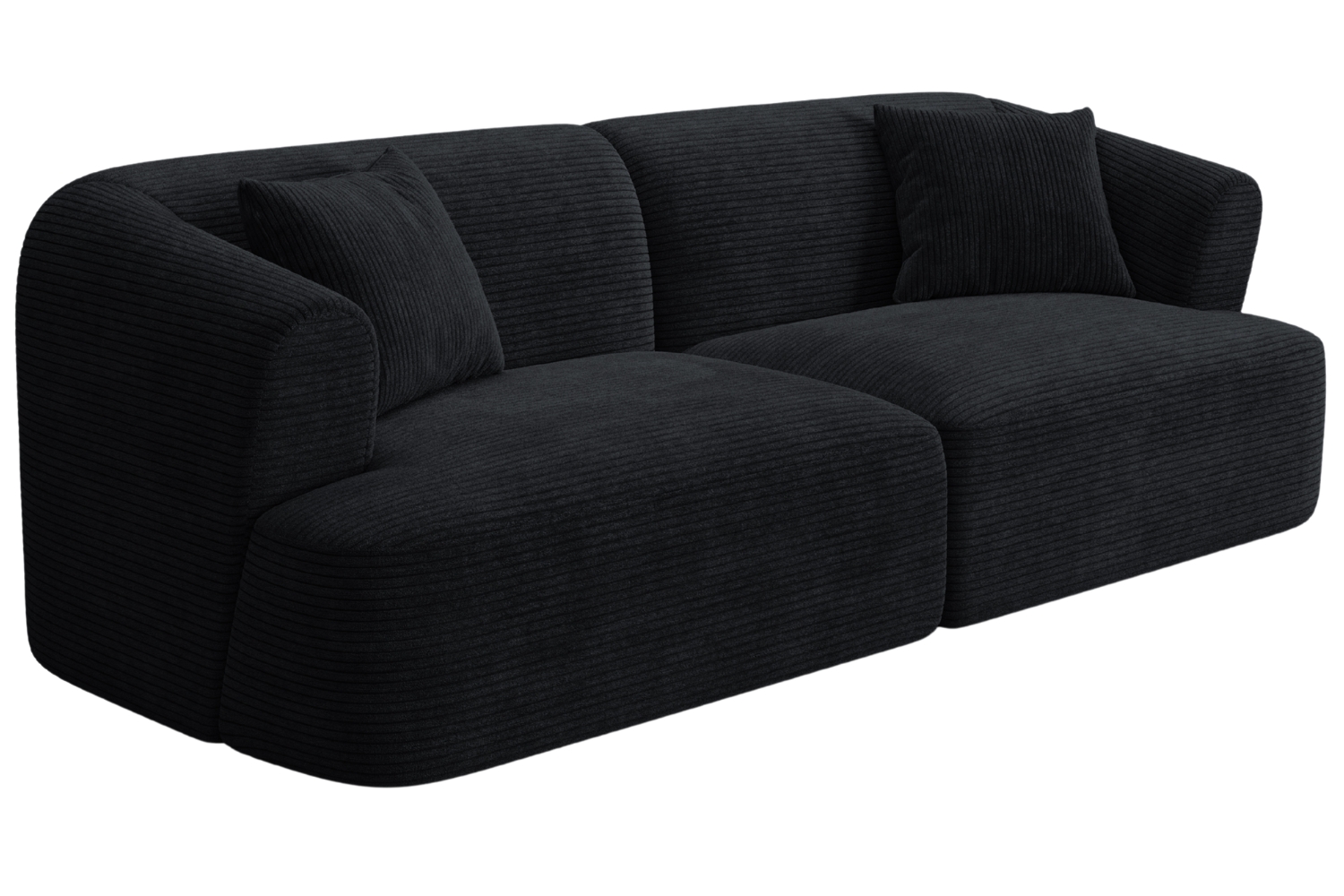 Cosmopolitan Design Černá manšestrová trojmístná pohovka Campi 220 cm