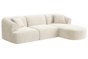 Cosmopolitan Design Krémově bílá manšestrová rohová pohovka Campi 256 cm
