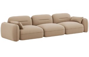 Cosmopolitan Design Pískově hnědá sametová čtyřmístná pohovka Sydney 320 cm