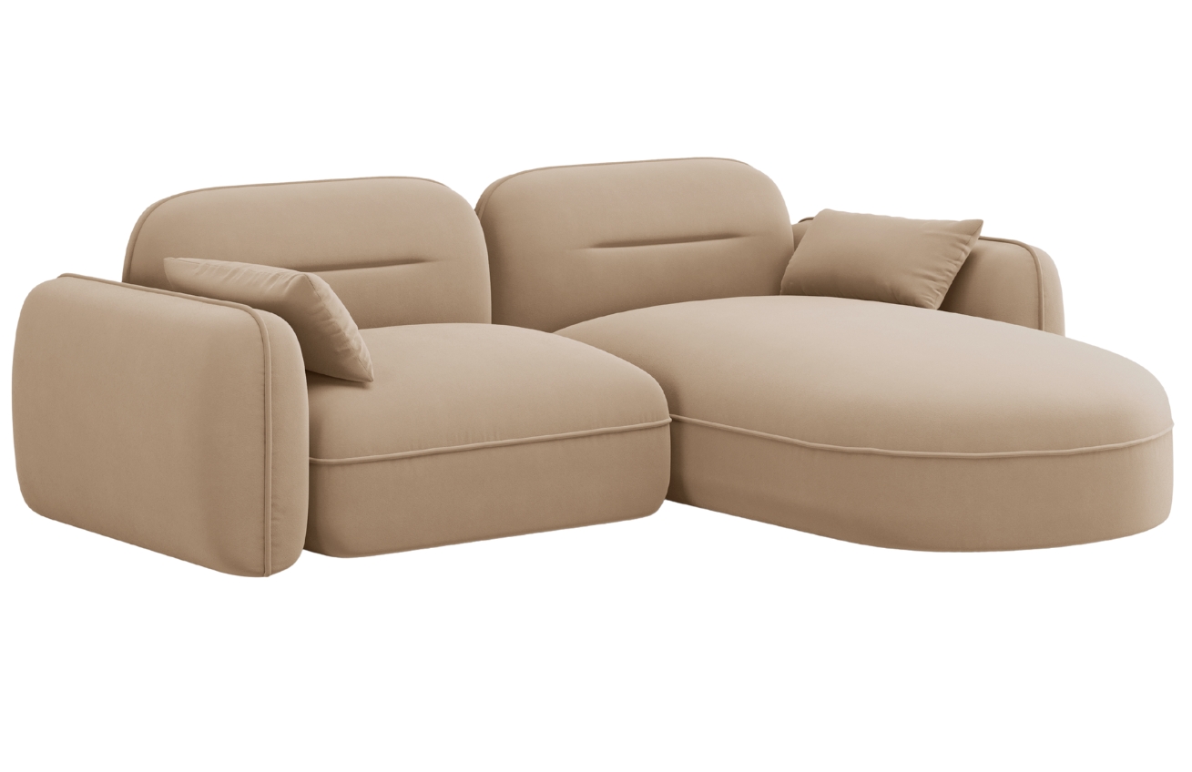 Cosmopolitan Design Pískově hnědá sametová rohová pohovka Sydney 230 cm
