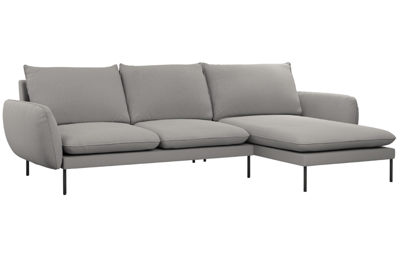 Cosmopolitan Design Šedá bouclé rohová pohovka Vienna 255 cm