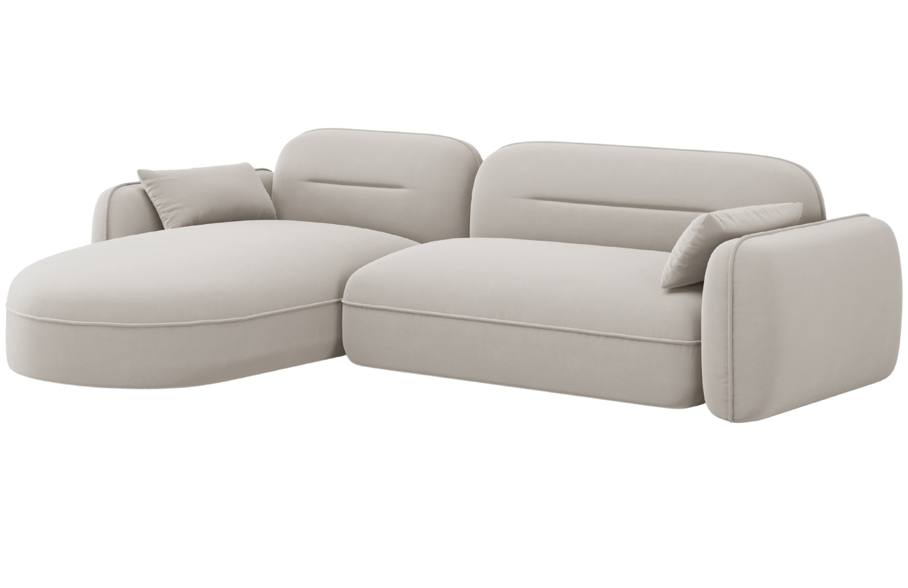 Cosmopolitan Design Světle béžová sametová rohová pohovka Sydney 275 cm