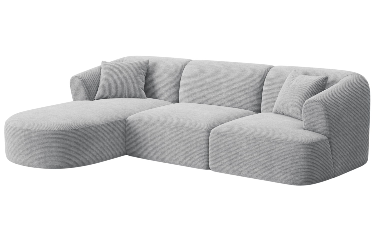 Cosmopolitan Design Světle šedá manšestrová rohová pohovka Campi 256 cm