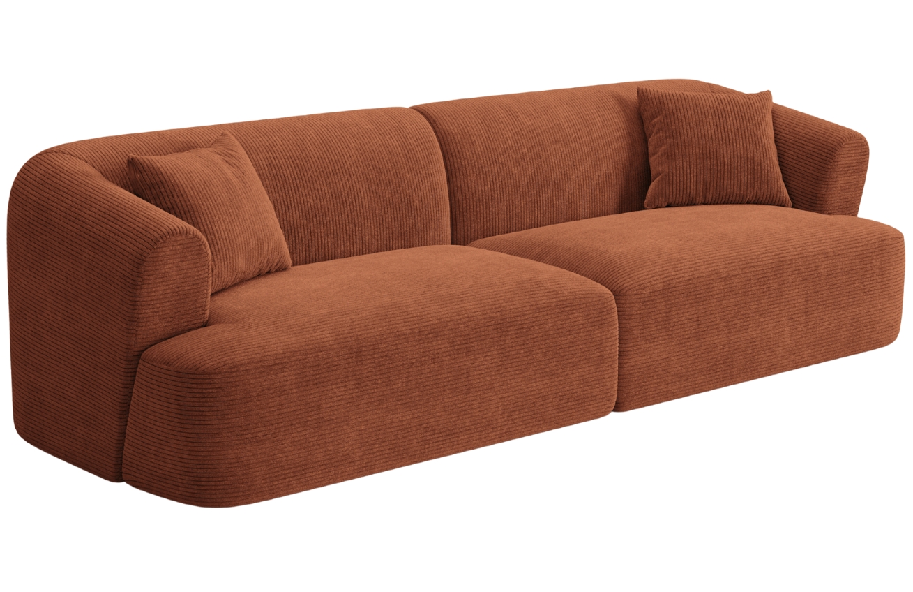 Cosmopolitan Design Terakotově oranžová manšestrová čtyřmístná pohovka Campi 255 cm
