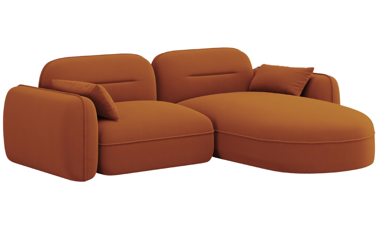 Cosmopolitan Design Terakotově oranžová sametová rohová pohovka Sydney 230 cm