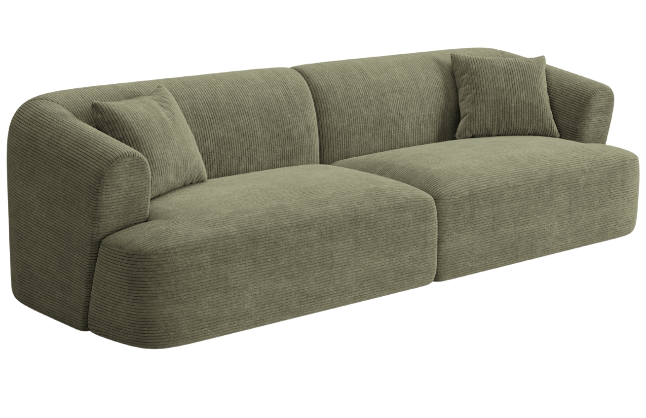 Cosmopolitan Design Zelená manšestrová čtyřmístná pohovka Campi 255 cm