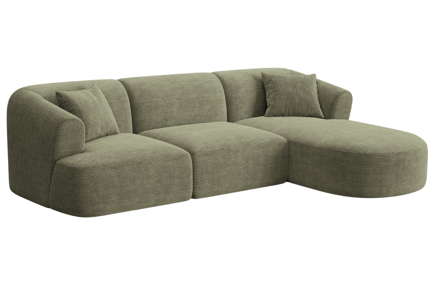 Cosmopolitan Design Zelená manšestrová rohová pohovka Campi 256 cm