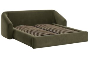 Cosmopolitan Design Zelená sametová dvoulůžková postel Campi 160 x 200 cm s úložným prostorem