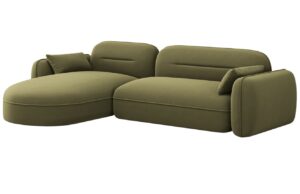 Cosmopolitan Design Zelená sametová rohová pohovka Sydney 275 cm