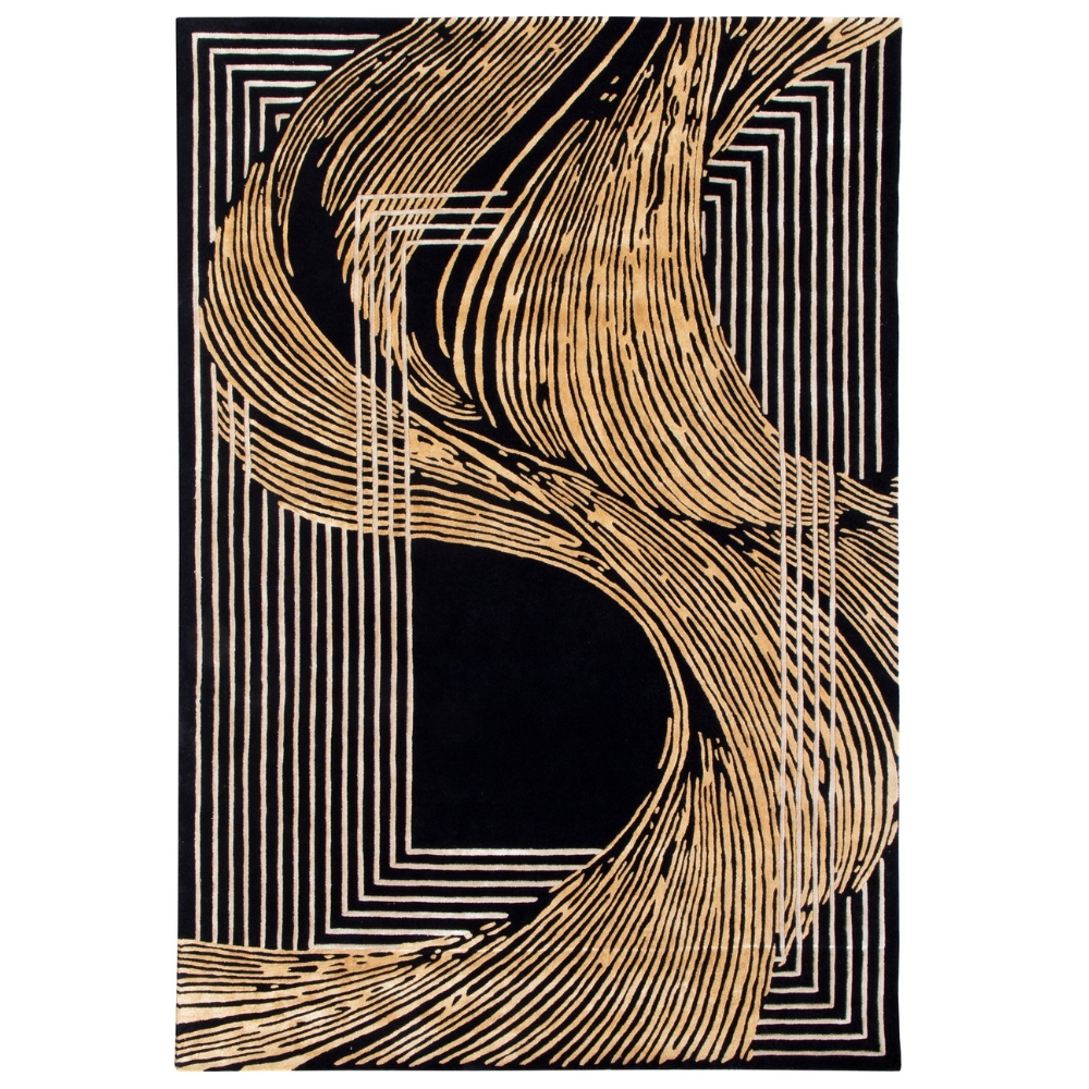 Fargotex Černo-zlatý koberec Wind 160 x 230 cm