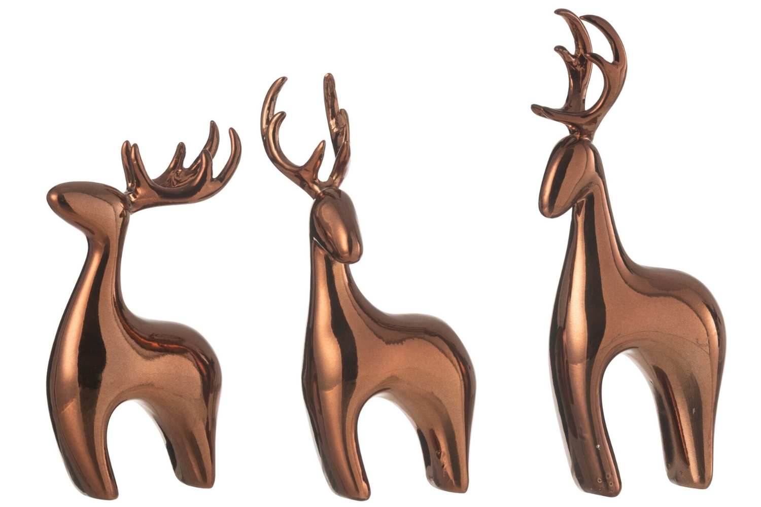 J-line Set tří měděných sošek Reindeer 16 cm