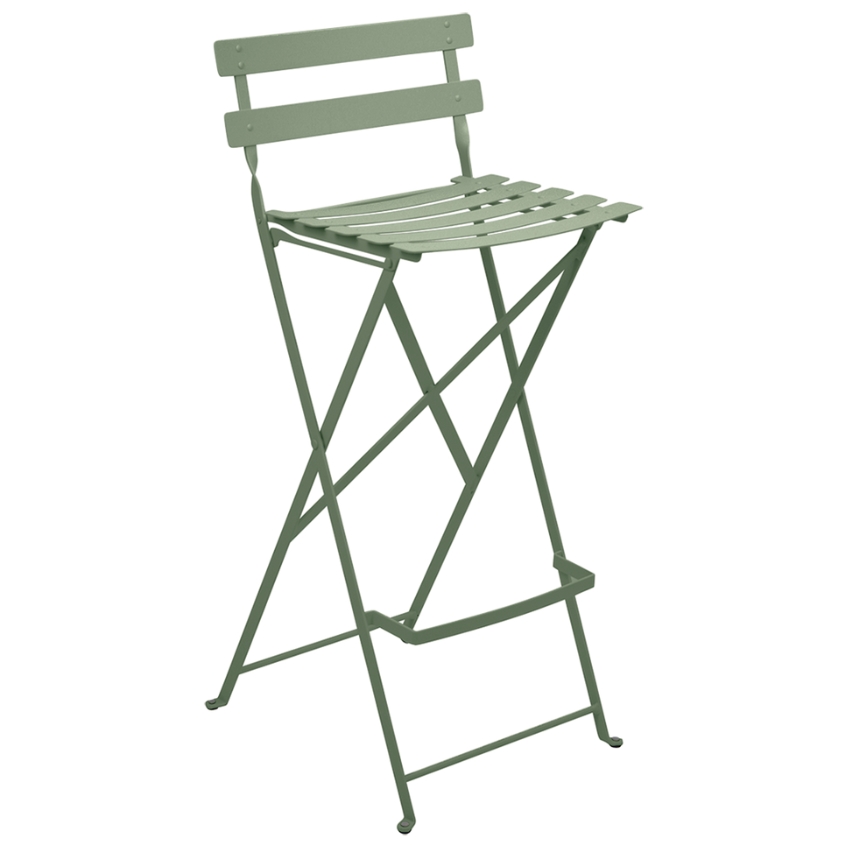 Kaktusově zelená kovová skládací barová židle Fermob Bistro 74 cm