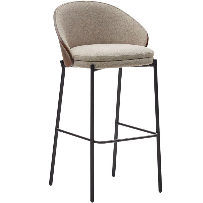 Kave Home Béžová čalouněná barová židle Eamy II. 77 cm