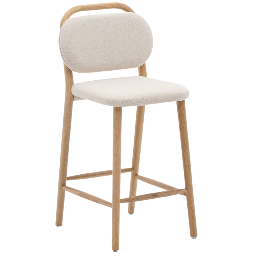 Kave Home Béžová čalouněná barová židle Helda 65 cm