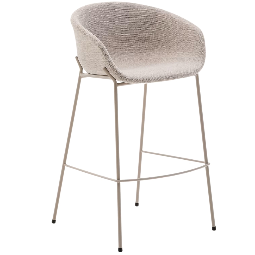 Kave Home Béžová čalouněná barová židle Yvette 75 cm