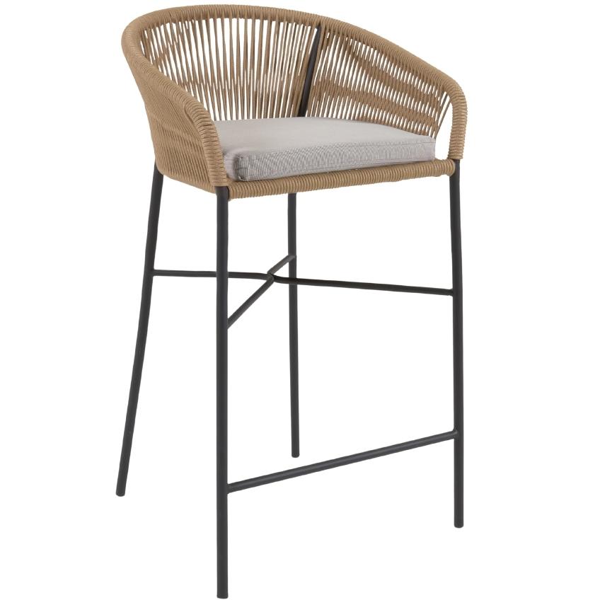 Kave Home Béžová pletená barová židle Yanet 80 cm
