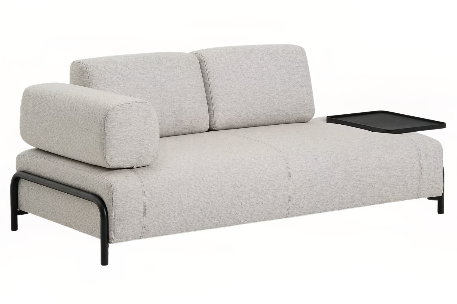 Kave Home Béžovošedá dvoumístná pohovka Compo 200 cm s velkým stolkem