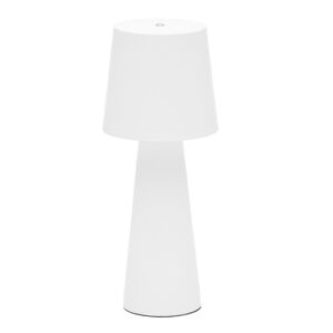 Kave Home Bílá kovová zahradní stolní LED lampa Arenys S