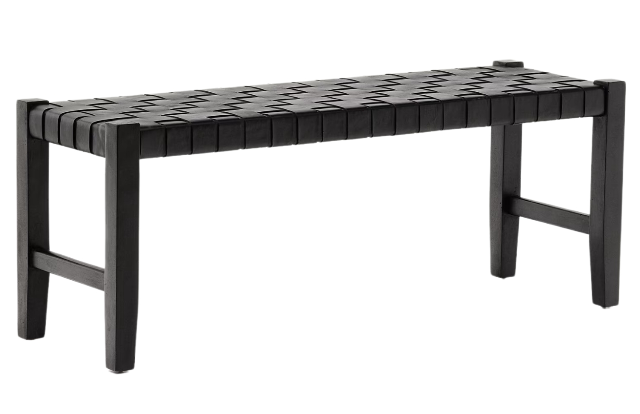 Kave Home Černá kožená lavice Calixta 120 cm