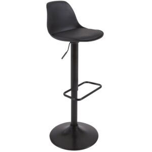 Kave Home Černá koženková barová židle Orlando s černou podnoží 60-82 cm