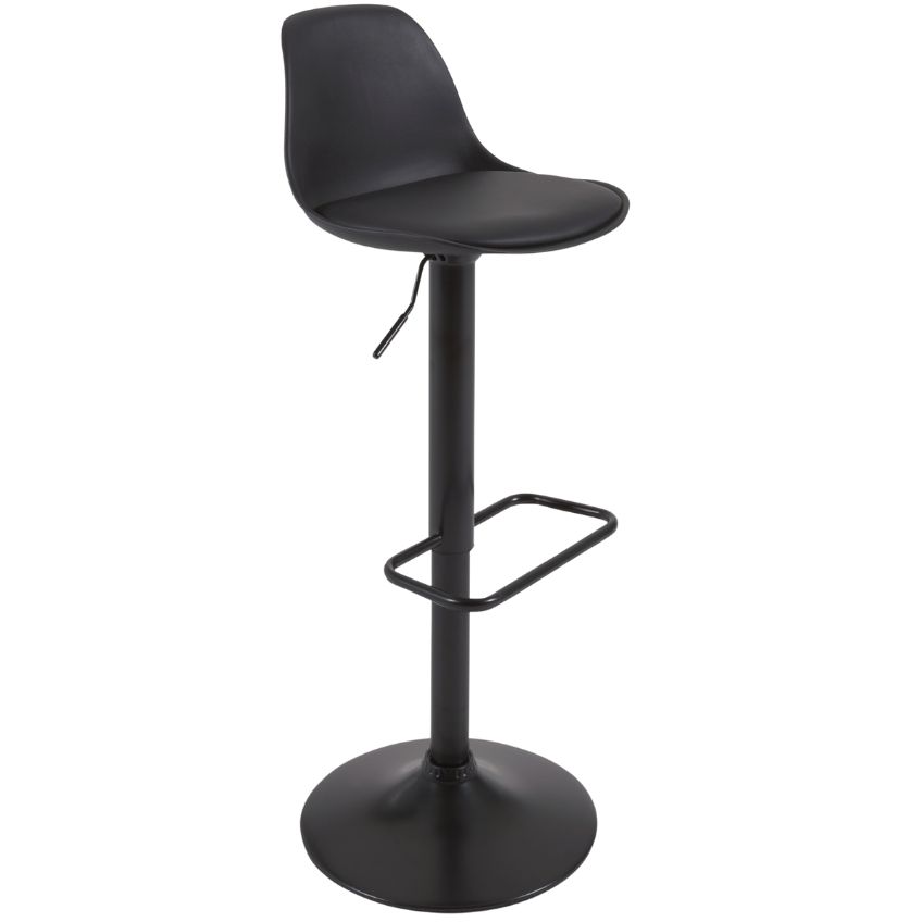 Kave Home Černá koženková barová židle Orlando s černou podnoží 60-82 cm
