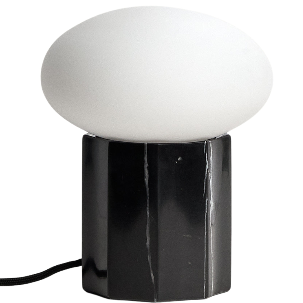 Kave Home Černá mramorová stolní lampa Idela Ø16 cm