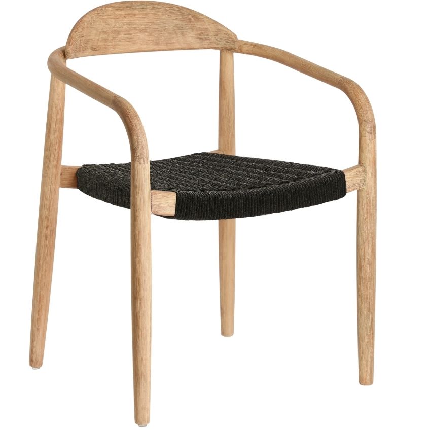 Kave Home Dřevěná jídelní židle Nina s černým výpletem