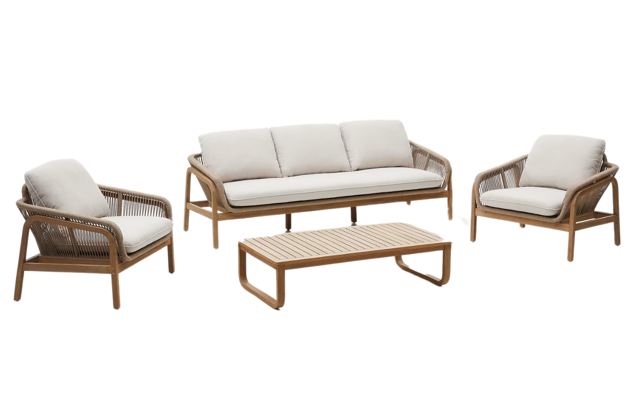 Kave Home Dřevěný zahradní set pohovky
