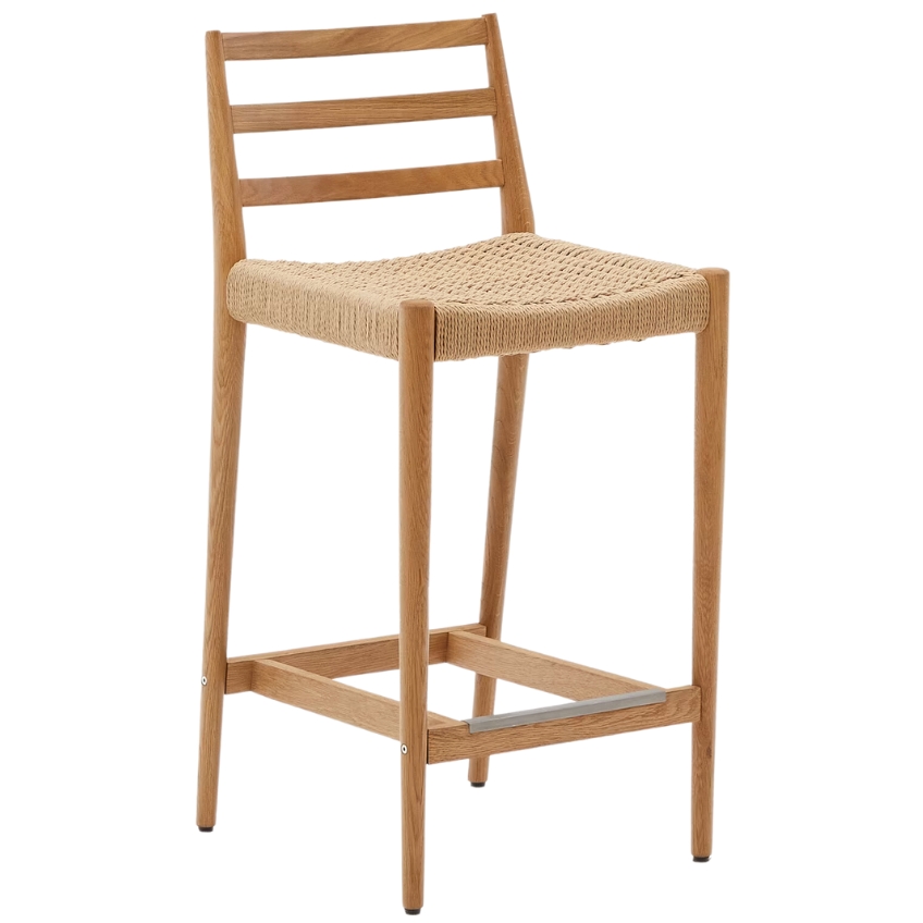 Kave Home Dubová barová židle Analy 70 cm s výpletem