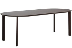 Kave Home Hnědý zahradní stůl Erice 230 x 100 cm se skleněnou deskou