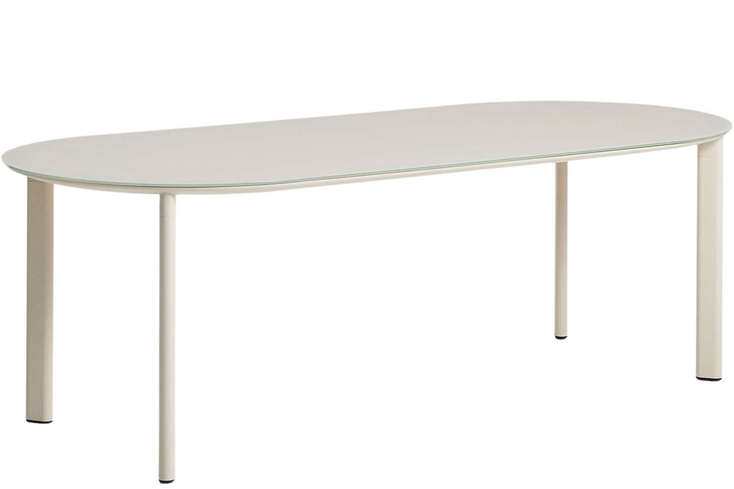 Kave Home Krémový zahradní stůl Erice 230 x 100 cm se skleněnou deskou