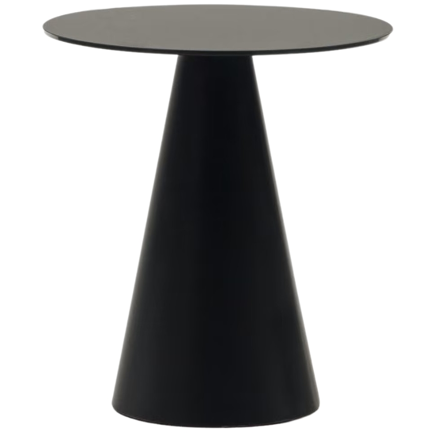 Kave Home Matně černý skleněný kulatý odkládací stolek Wilshire 50 cm