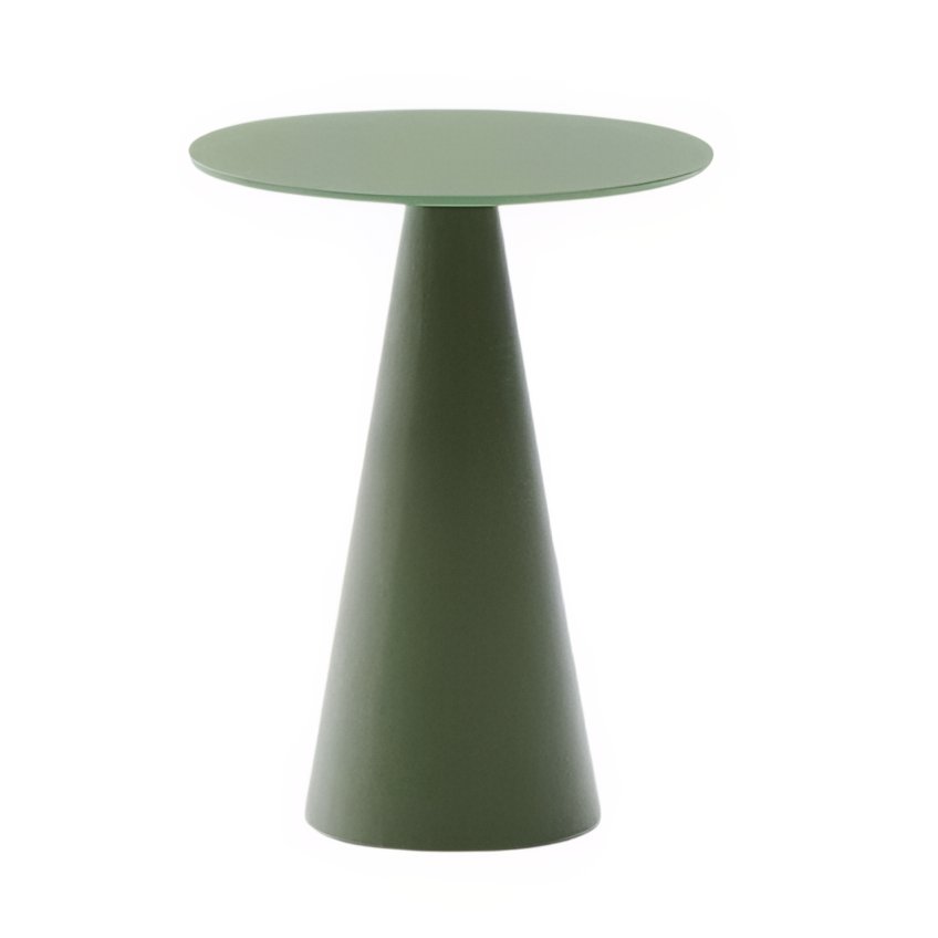 Kave Home Matně zelený skleněný kulatý odkládací stolek Wilshire 30 cm