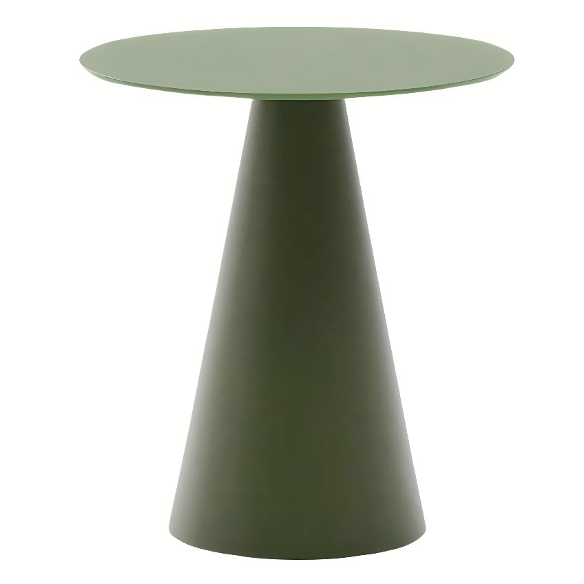 Kave Home Matně zelený skleněný kulatý odkládací stolek Wilshire 50 cm