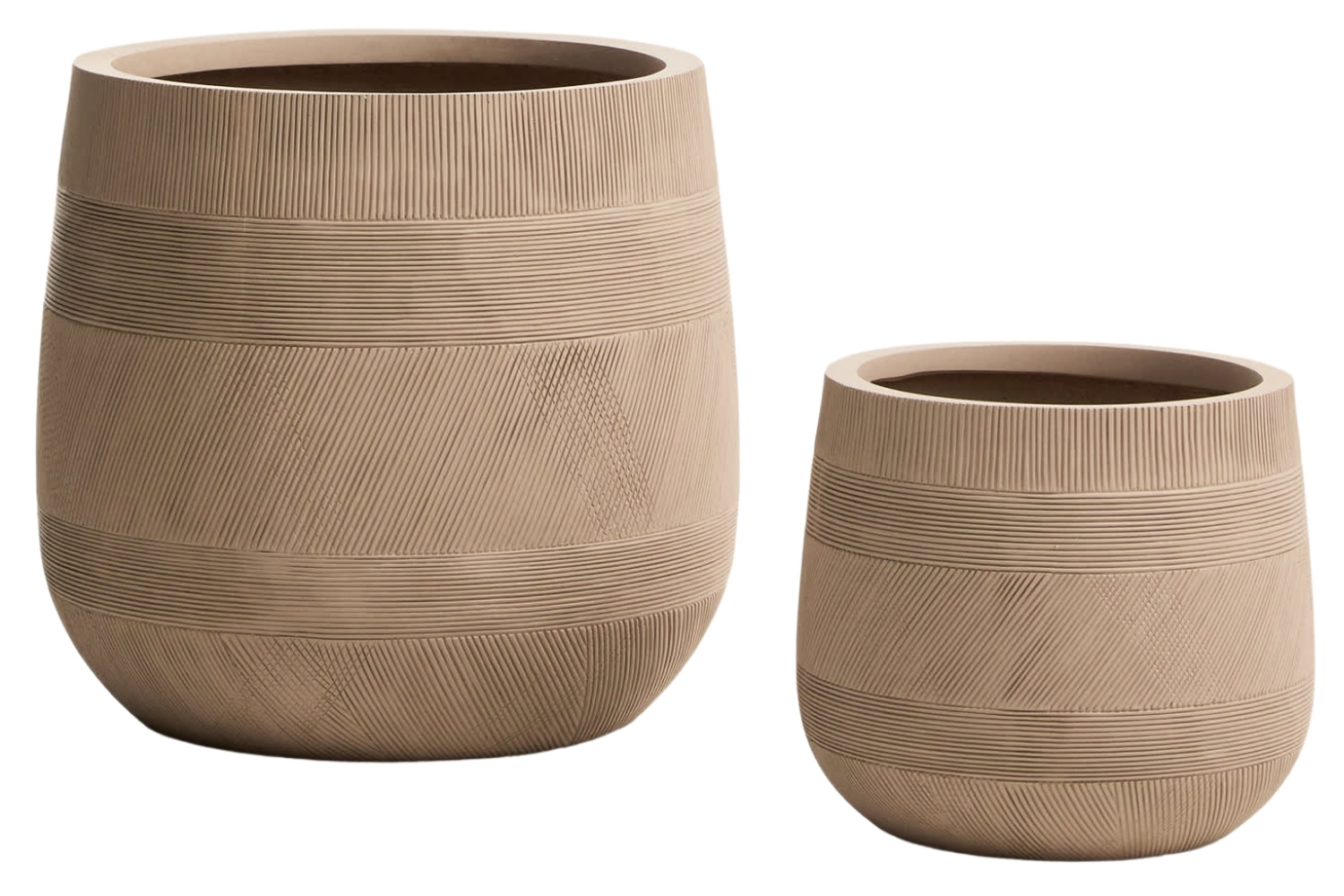 Kave Home Set dvou béžových zahradních květináčů Tival ⌀ 33/50 cm