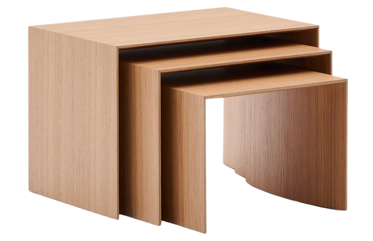 Kave Home Set tří dubových odkládacích stolků Litto