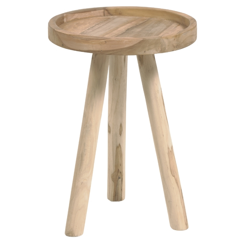 Kave Home Teakový kulatý odkládací stolek Glenda 35 cm
