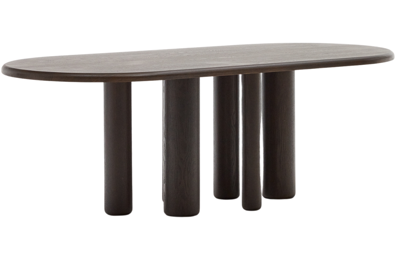 Kave Home Tmavě hnědý dřevěný jídelní stůl Mailen 220 x 105 cm