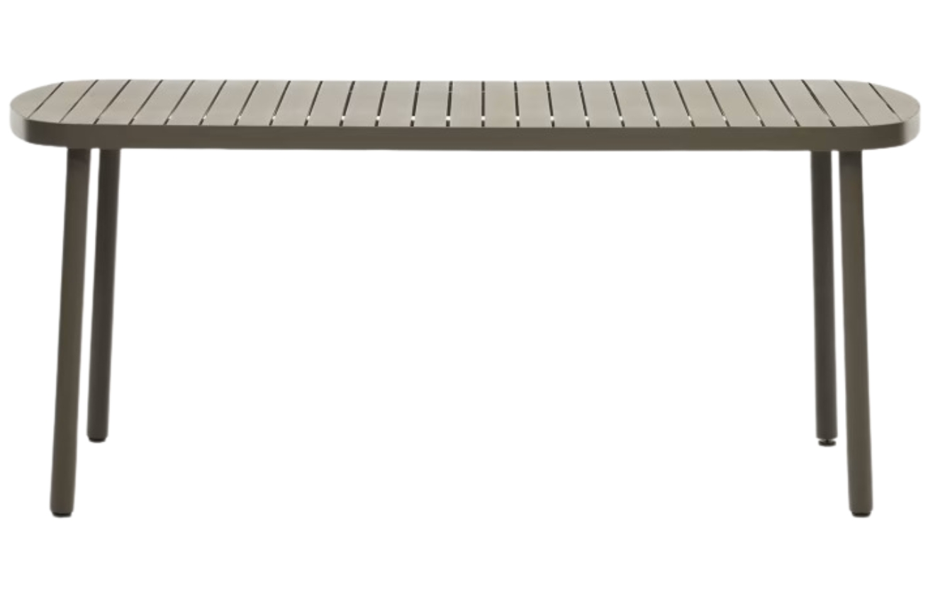 Kave Home Tmavě zelený kovový zahradní jídelní stůl Joncols 180 x 90 cm